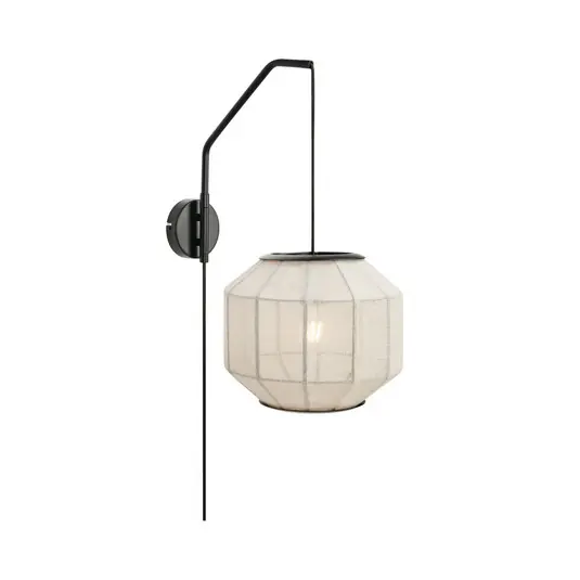 Bezpečná Platba Nástěnné světlo Asuka, Ø 27 cm, béžová/černá, látka/kov