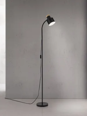 Rychlé Dodání Stojací lampa Gili, černá matná, ocel, výška 150 cm, E27