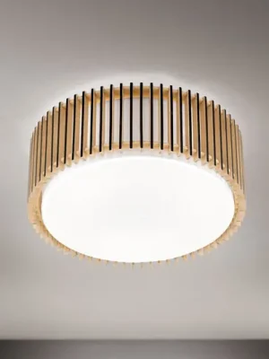 Víkendová Akce Stropní světlo Tarta, Ø 40 cm, dřevo, textilní difuzor, 3 x E27