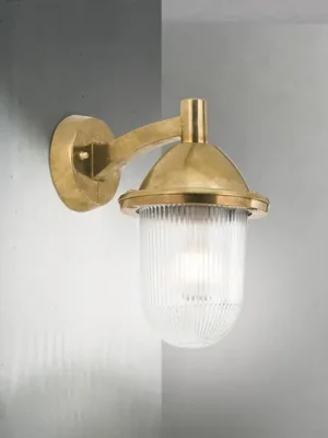 Venkovní nástěnné svítidlo York, mosaz, sklo rýhované, E27, IP54 Vysoce Kvalitní