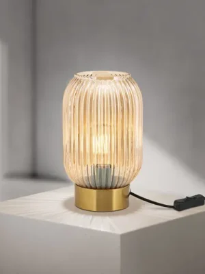 Aktuální Stolní lampa Carneval, jantarová, sklo, výška 23,5 cm, E27