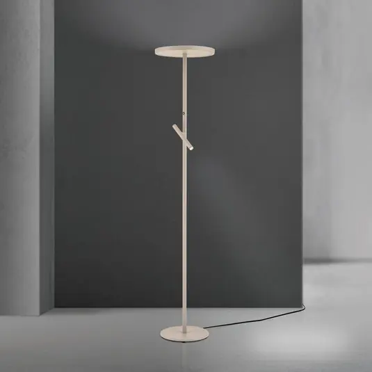 LED stojací lampa Teide, khaki, kov, lampa na čtení, stmívač Novinka
