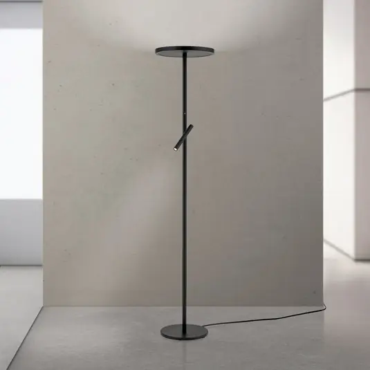LED stojací lampa Teide, černá, kov, lampa na čtení, stmívač Nejlepší Cena