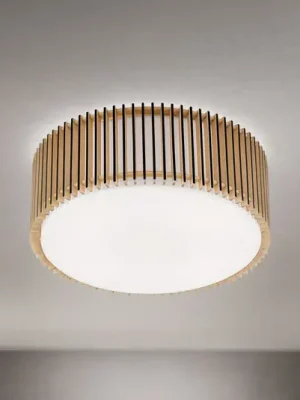 Levný Stropní světlo Tarta, Ø 50 cm, dřevo, textilní difuzor, 4 x E27
