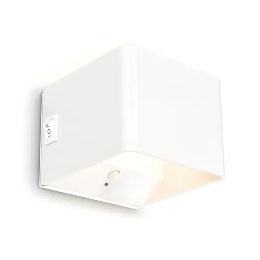 Akce LED nástěnné světlo Barro, bílé, šířka 8 cm, kov, senzor