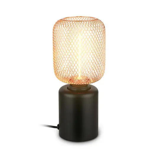 Stolní lampa Rist, černá/růžově zlatá, výška 22 cm, kov Zlevněný