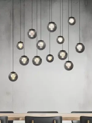 Pouze Dnes LED závěsné světlo PURE Popup, šedá/kouřově šedá, 100 cm, 13 žárovek