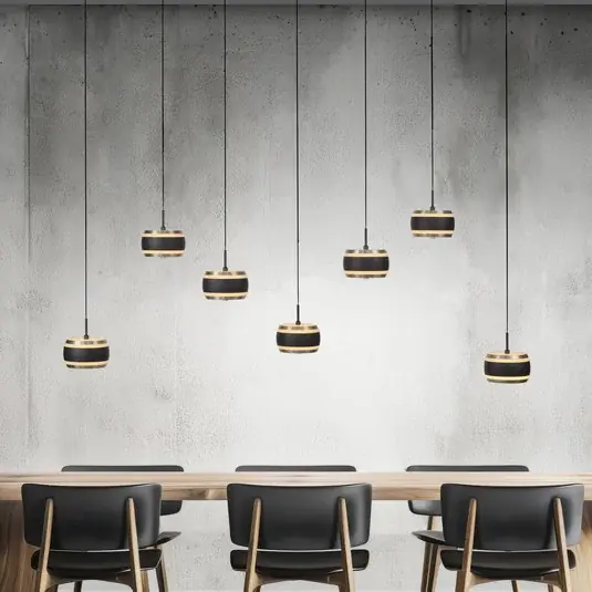 Závěsné světlo PURE Falling Rings, černá, délka 132 cm, 7 žárovek Dokud Zásoby Vydrží