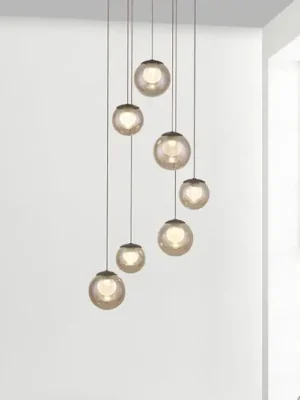 Horká Nabídka Závěsné světlo PURE Popup, bronzová/jantarová, Ø 40 cm, 7ramenné