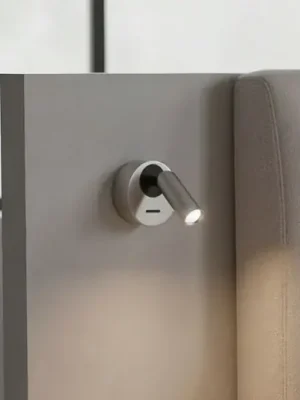 Ideal Lux LED nástěnné bodové svítidlo Bean, Ø 7 cm, niklovaný kov Speciální Cena