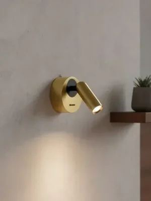 Ideal Lux LED nástěnné bodové svítidlo Bean, Ø 7 cm, mosazná barva Dokud Zásoby Vydrží