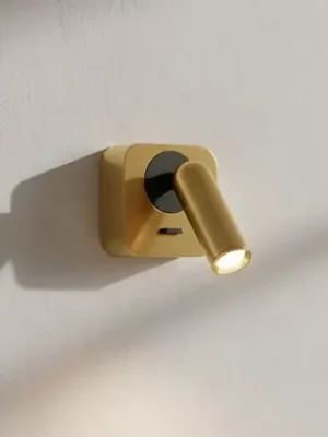 Odeslání Ihned Ideal Lux LED nástěnné bodové svítidlo Bean, mosazná barva, šířka 7 cm
