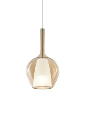 Ideal Lux závěsné světlo Kalique 1, jantarová, Ø 18 cm Expresní Doručení