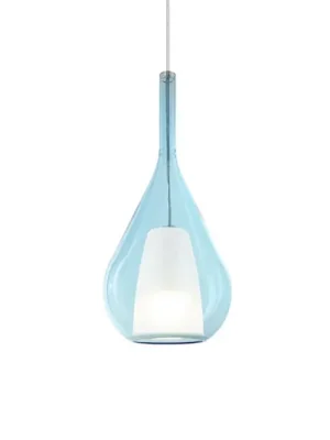 Rychlé Dodání Ideal Lux závěsné světlo Kalique 3, modré, Ø 18 cm, plast