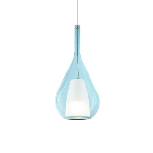 Rychlé Dodání Ideal Lux závěsné světlo Kalique 3, modré, Ø 18 cm, plast