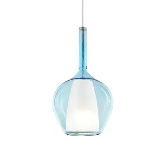 Závěsné světlo Ideal Lux Kalique 1, modré, Ø 18 cm, plast Speciální Cena