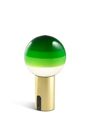Super Cena MARSET Akumulátorová stolní lampa Dipping Light, zelená/mosazná