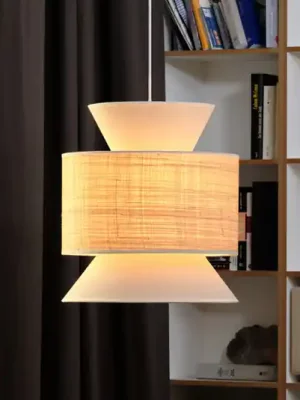 Levný Závěsné světlo OSRAM Decor Wrap Cone, béžové, rafián, len, E27