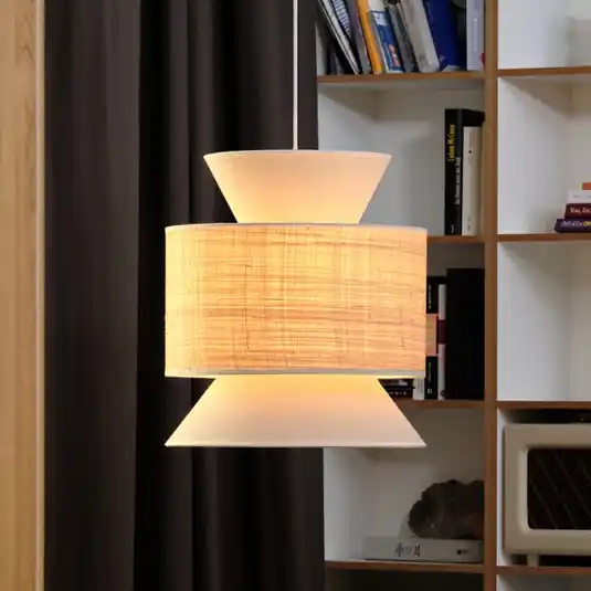 Levný Závěsné světlo OSRAM Decor Wrap Cone, béžové, rafián, len, E27