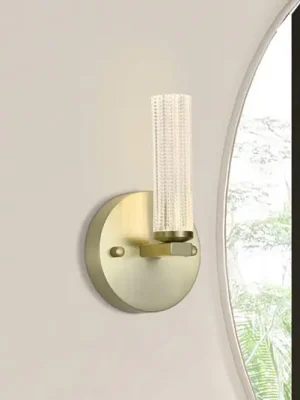 Sezónní Sleva LED koupelnové světlo nástěnné Aberdeen, výška 24 cm, mosazná barva kovu