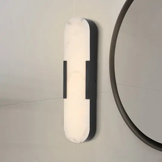 LED koupelnové světlo nástěnné Opaline, výška 50 cm, černá, kov/pryskyřice Originální