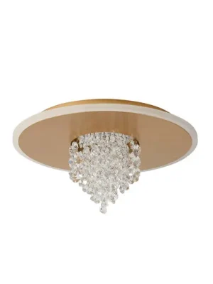 Zlevněný LED stropní svítidlo Deluge, zlatá barva, Ø 32 cm, kov/akryl