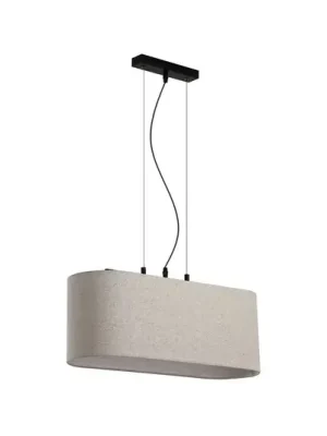 Originální Závěsné světlo Hessian, délka 60 cm, přírodní bílá, len/kov