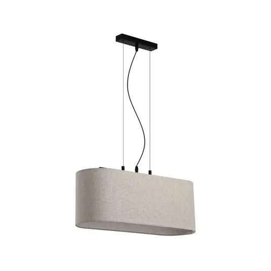 Originální Závěsné světlo Hessian, délka 60 cm, přírodní bílá, len/kov