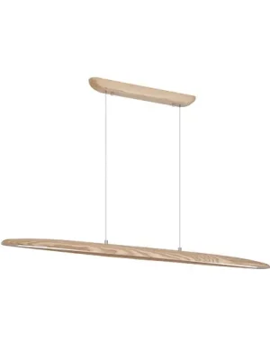 LED závěsné světlo Kenzie, délka 60 cm, světle hnědé, dřevo, CCT Poslední Šance