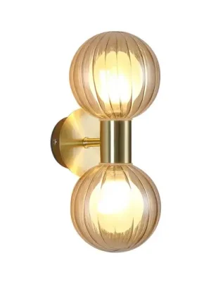 Koupelnové světlo nástěnné Lumisphere, krémová/mosazná, výška 28 cm, 2 žárovky. Autentický