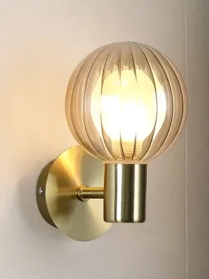 Levný Koupelnové světlo nástěnné Lumisphere, krémová/mosazná barva, výška 12 cm