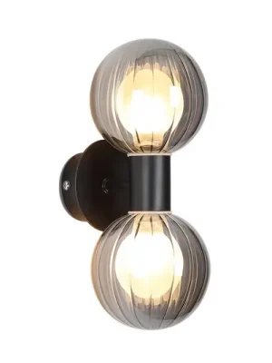 Originální Koupelnové světlo nástěnné Lumisphere, černá/kouřově šedá, výška 28 cm, 2