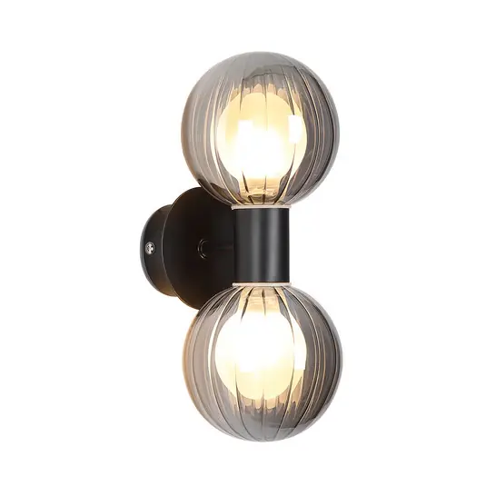 Originální Koupelnové světlo nástěnné Lumisphere, černá/kouřově šedá, výška 28 cm, 2