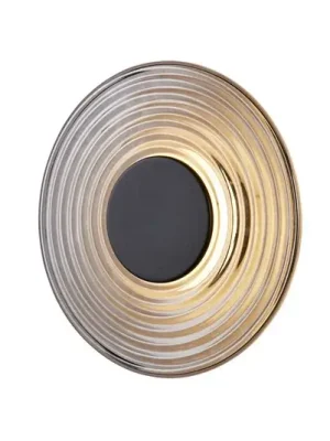 LED nástěnné světlo Cleo, kouřově šedá/matná černá, Ø 30 cm, sklo Zlevněný