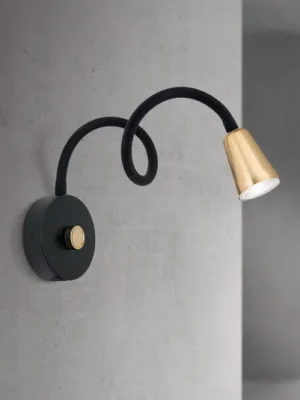 Nástěnné světlo Dotty, mosazná barva, flexibilní rameno, stmívač, GU10 Nakupujte Hned