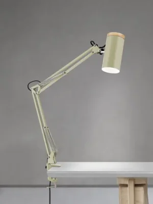 Super Cena Stolní lampa Gili, světle zelená, svěrka, ocel, výška 75 cm, E27