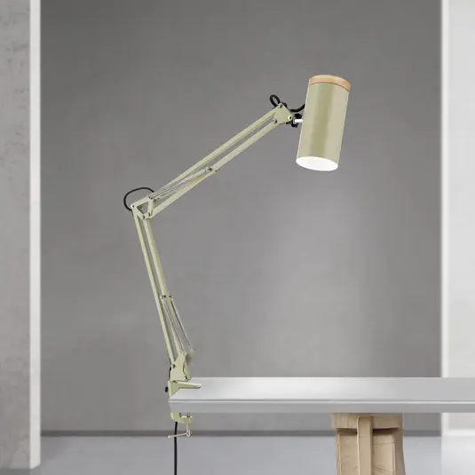 Super Cena Stolní lampa Gili, světle zelená, svěrka, ocel, výška 75 cm, E27