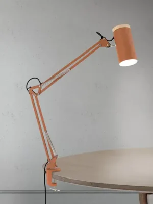 Novinka Stolní lampa Gili, korálově červená, svěrka, ocel, výška 75 cm, E27