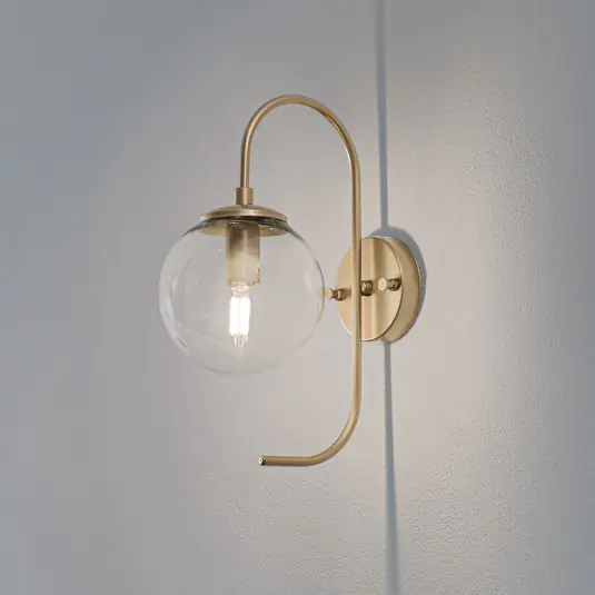 Nástěnné světlo Jewel, zlaté, sklo, výška 36 cm, E14 Akční Nabídka