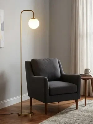 Stojací lampa Viran, antická zlatá, sklo, výška 146 cm, E14 Sezónní Sleva