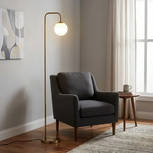Stojací lampa Viran, antická zlatá, sklo, výška 146 cm, E14 Sezónní Sleva