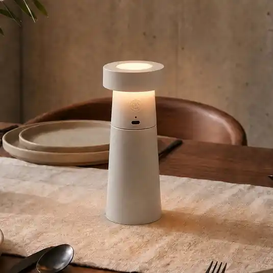 Cenově Výhodný Lucande LED solnička Salt, světle šedá, akumulátor, IP44