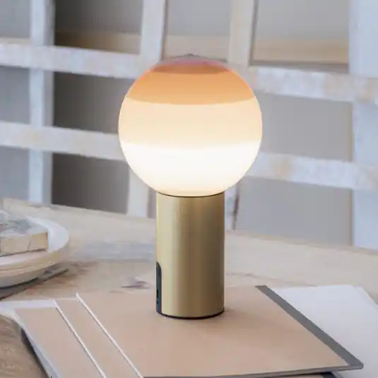 Kup Teď MARSET Akumulátorová stolní lampa Dipping Light, krémová/mosazná, stmívatelné
