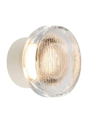 MARSET LED venkovní nástěnné svítidlo Roc, Ø 14 cm, bílá/průsvitná Autentický