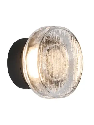 MARSET LED venkovní nástěnné svítidlo Roc, Ø 14 cm, černá/průsvitná Pouze Dnes