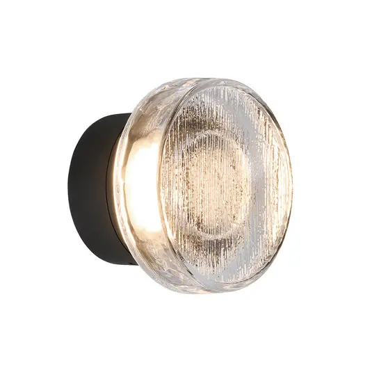 MARSET LED venkovní nástěnné svítidlo Roc, Ø 14 cm, černá/průsvitná Pouze Dnes