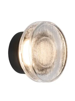 Super Cena MARSET LED venkovní nástěnné svítidlo Roc, Ø 17 cm, černá/průsvitná