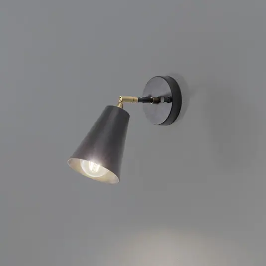 Super Cena Nástěnné světlo Evander, černá/zlatá, kov, výška 21 cm, E27