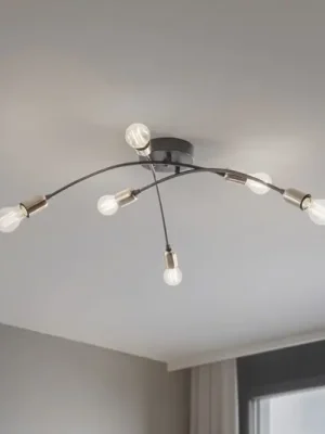 Stropní světlo Banana, černé, kov, 67 cm, 6 žárovek, E27 Speciální Cena