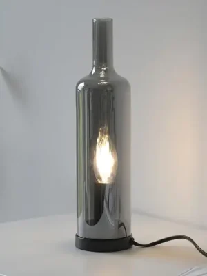 JUST LIGHT. stolní lampa Bottle, kouřově šedá, sklo, E14 Cenový Hit
